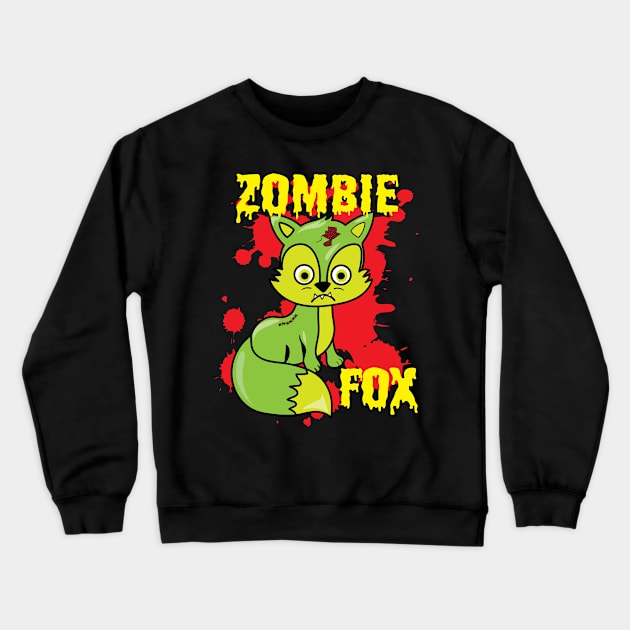 Cute Zombie Fox Crewneck Sweatshirt by ArtisticRaccoon